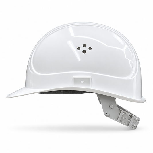 VOSS INAP-Master-K-90/6 Bauhelm weiß, Seitenansicht links – Druckfläche für Namen