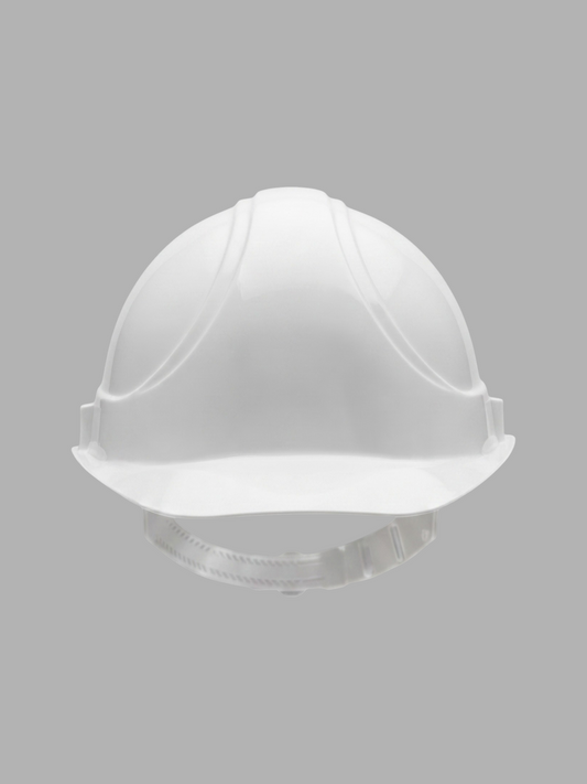 VOSS INAP-Master-K-90/6 Bauhelm in Weiß, Frontansicht – günstiger Bauhelm mit Druckfläche für Firmenlogo